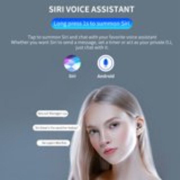 Bluetooth 5.1 Wireless Headphones with Built-in HD Mic and Charging Case - Picture 3 of 5